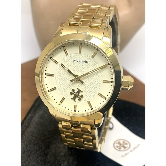 Tory Burch Women's Watch TBW1053  Quartz Cream Dial Gold Stainless Steel 34mm - Picture 1 of 14